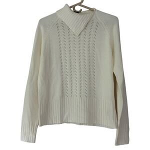 Evan Picone high neck sweater pearl detail cream Cottagecore coquette feminine L